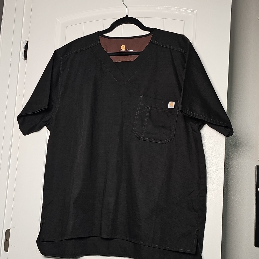 Carhartt XL Men's Black Short Sleeve V-Neck Tee, Scrubs